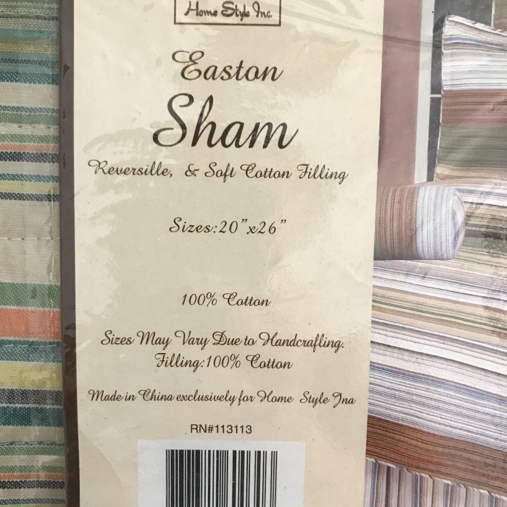 Set of 2 Neutral Stripe Standard Pillow Shams - Picture 4 of 10